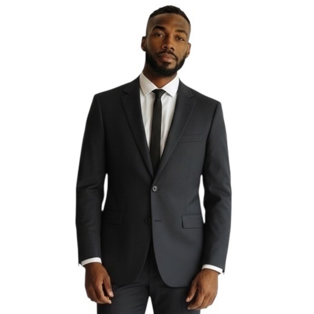 Brooks Brothers 346 Mens Black Wool Blend Stretch Suit Blazer Jacket 42 Short